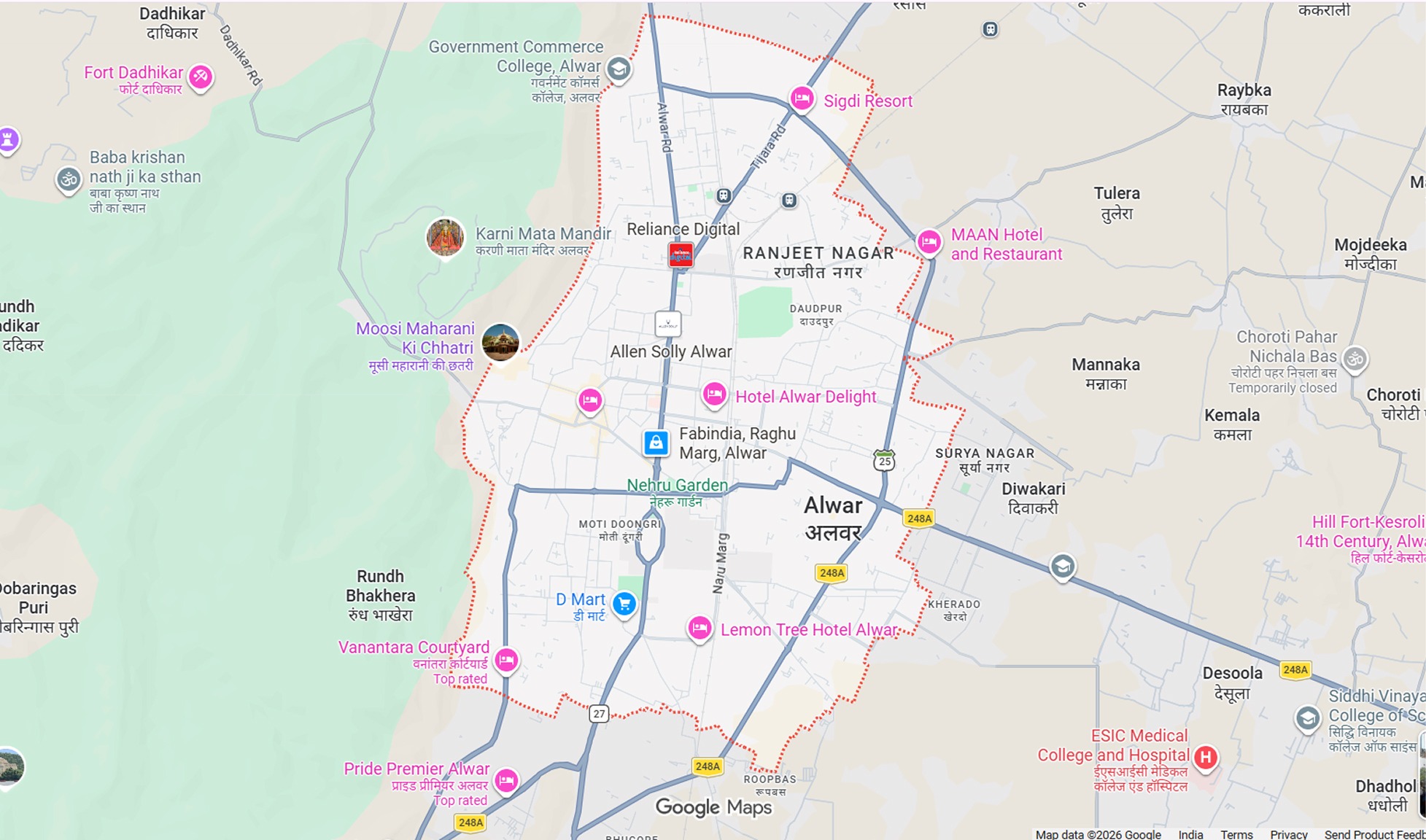 Map showing land by location