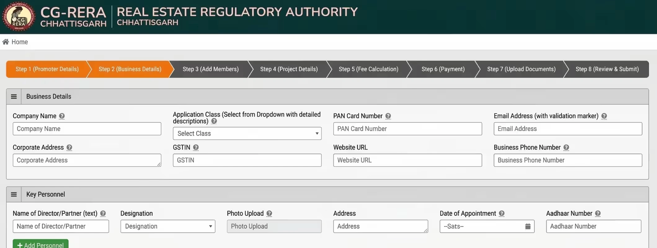 Chhattisgarh RERA registration process