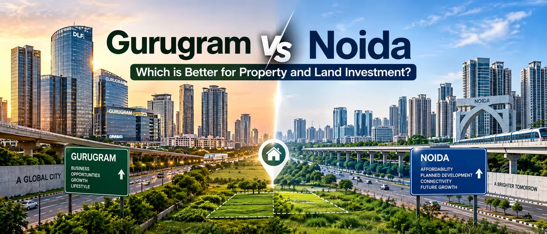 Gurugram vs Noida: Which is Better for Property and Land Investment 