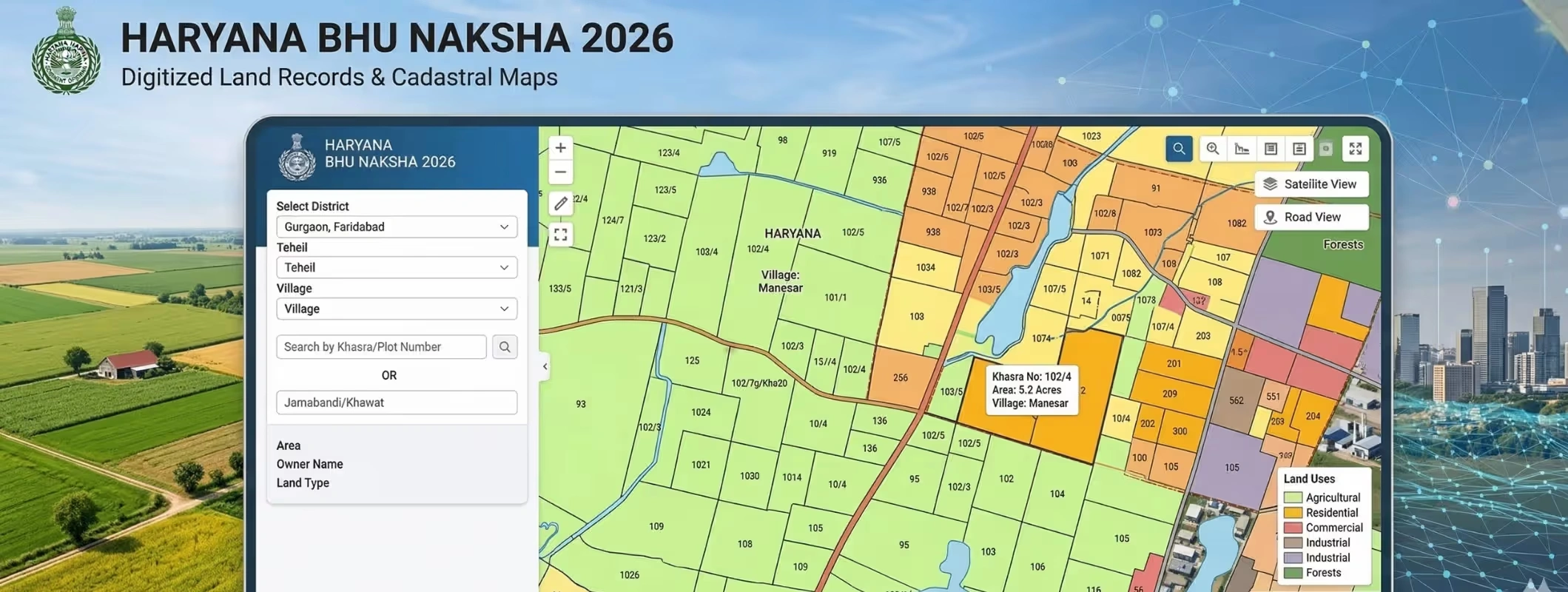 bhu naksha haryana online