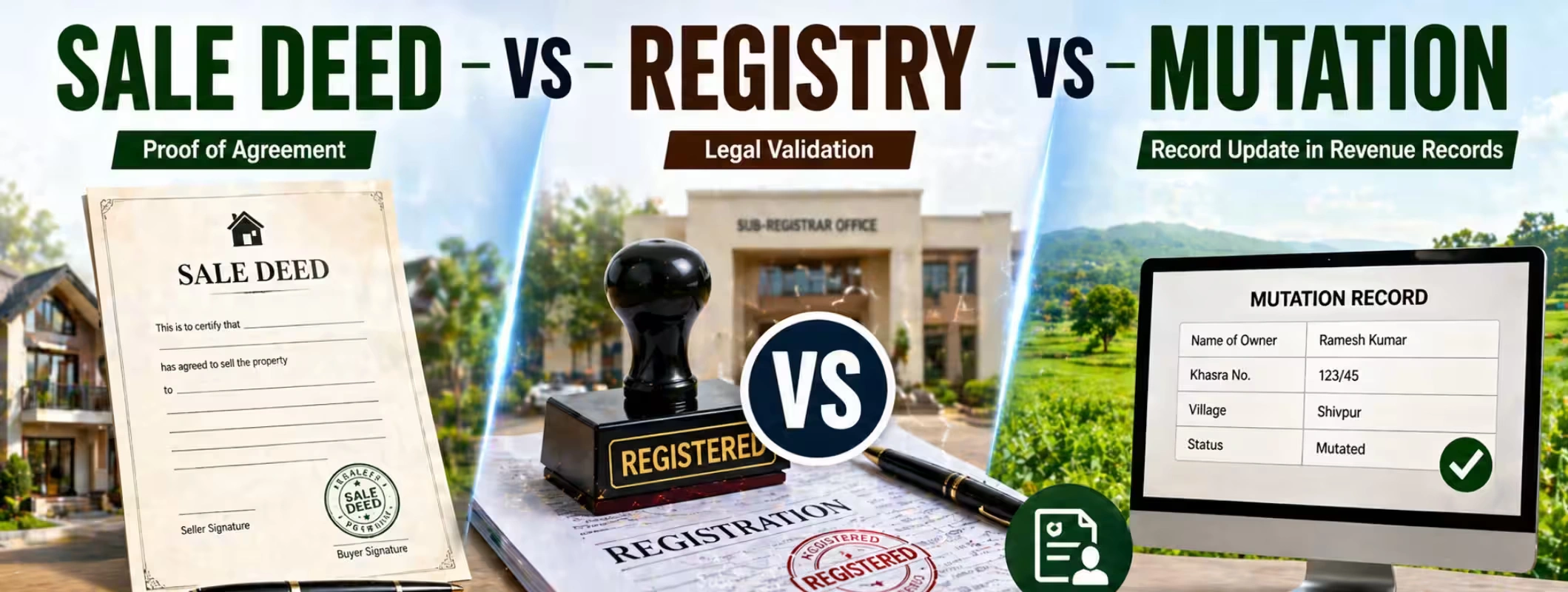 Sale Deed vs Registry vs Mutation in India